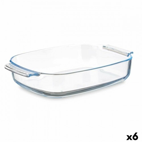 Serving Platter With handles Transparent Borosilicate Glass 3,8 L 38 x 6,5 x 25,4 cm (6 Units) image 1
