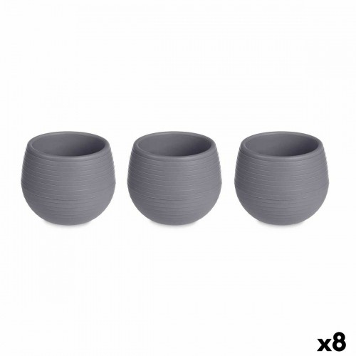 Set of pots 6,2 x 6,2 x 6,6 cm Anthracite Plastic (8 Units) image 1