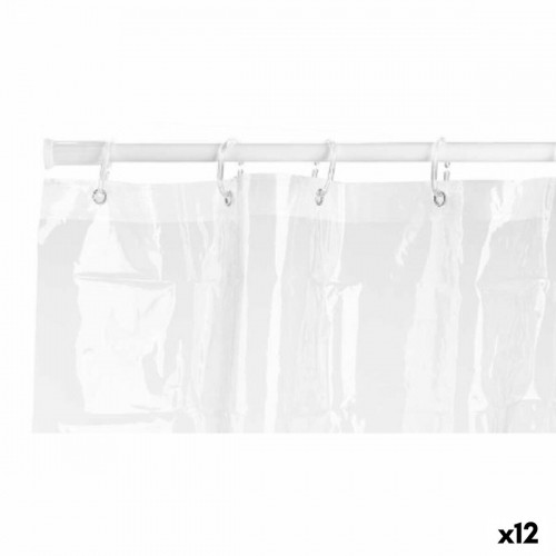 Shower Curtain 180 x 180 cm Plastic PEVA Transparent (12 Units) image 1