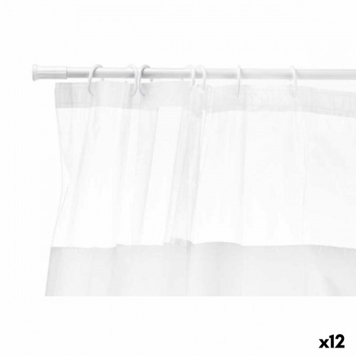 Shower Curtain 180 x 180 cm Transparent White Plastic PEVA (12 Units) image 1