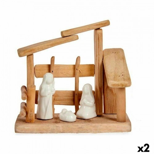 Christmas nativity set White Natural Wood Ceramic 18 x 17 x 8 cm (2 Units) image 1