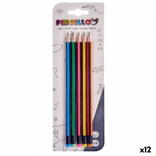 Pencil Set Stripes Multicolour Wood (12 Units) image 1