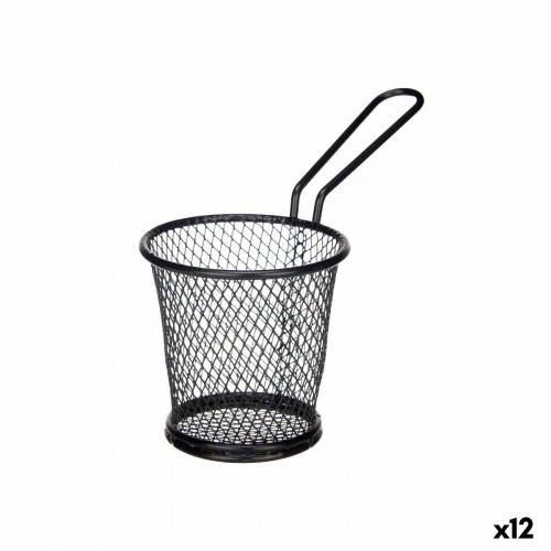 Basket for Presenting Aperitifs Black Metal 16 x 11,5 x 8 cm (12 Units) image 1