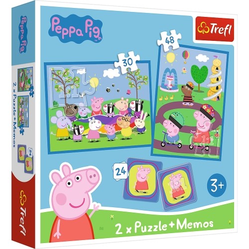 TREFL PEPPA PIG Комплект пазлов "Свинка Пеппа" 30шт. + 48шт. + 24 мемо image 1