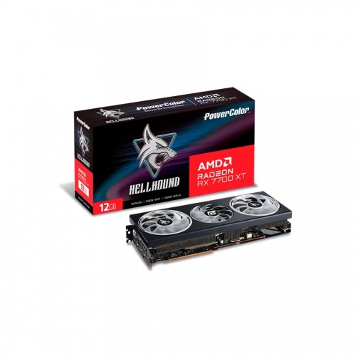 Powercolor RX 7700XT Hellhound 12GB Grafikkarte - 12GB GDDR6, 1x HDMI, 3x DP image 1