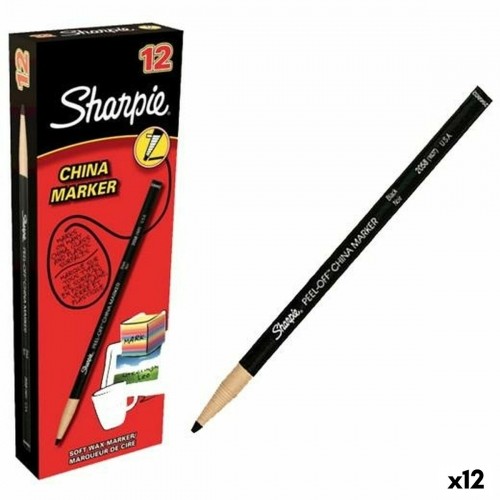 Marķieris Sharpie China Permanents Melns 12 Daudzums (12 gb.) image 1