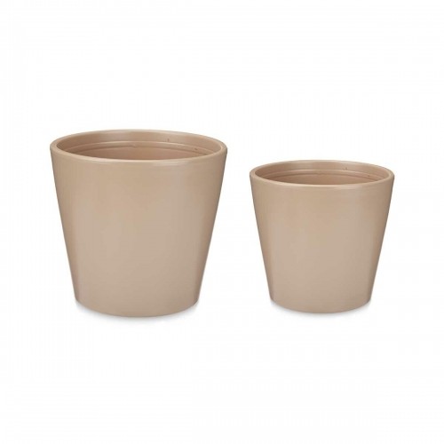 Set of pots 2 Pieces Ø 22 cm Ø 28 cm Beige Clay image 1