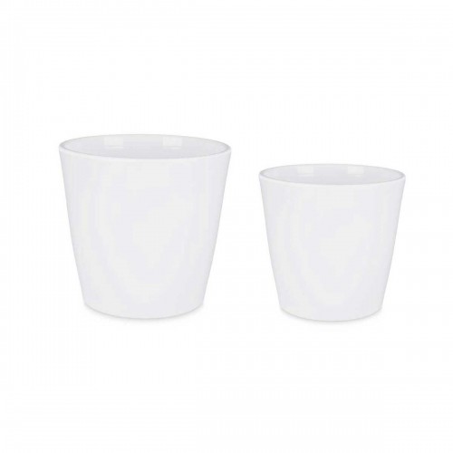 Set of pots 2 Pieces Ø 22 cm Ø 28 cm White Clay image 1