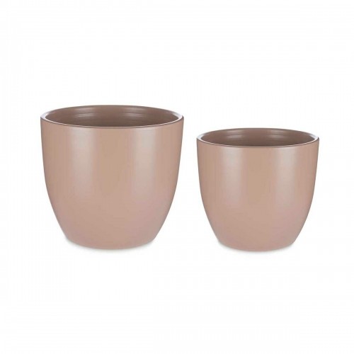 Set of pots Ø 22 cm Ø 28 cm 2 Pieces Beige Clay image 1