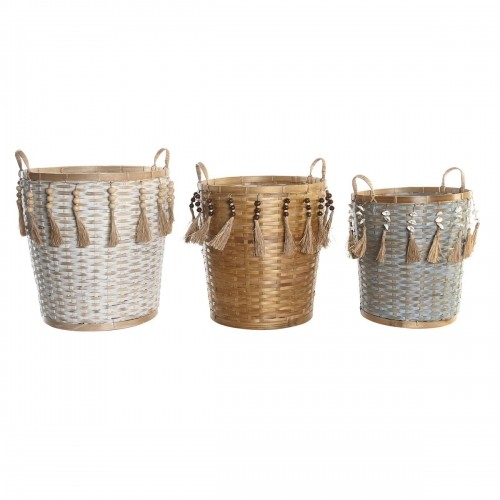 Basket set DKD Home Decor Multicolour Bamboo Boho 49 x 45 x 54 cm image 1