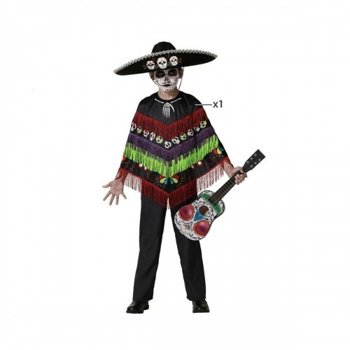 Costume for Children Black Skeleton Poncho image 1