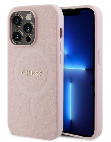 Guess  
       Apple  
       iPhone 15 Pro Saffiano MagSafe Case 
     Pink image 1