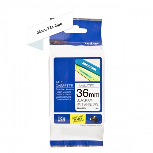 Laminated Tape for Labelling Machines Brother TZEM261 White Black image 1