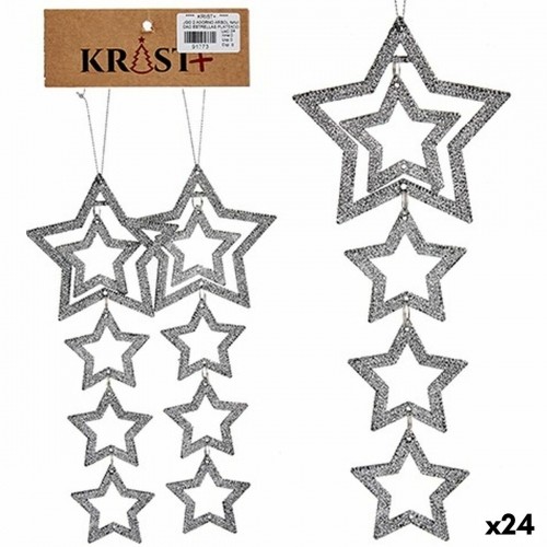 Christmas Decorations Set Silver Plastic Glitter Star 19 x 0,2 x 23 cm (24 Units) image 1