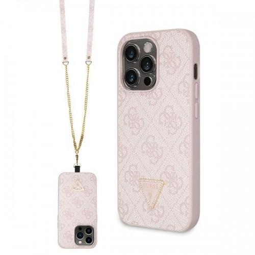 Guess GUHCP15XP4TDSCPP iPhone 15 Pro Max 6.7" różowy|pink hardcase Crossbody 4G Metal Logo image 1