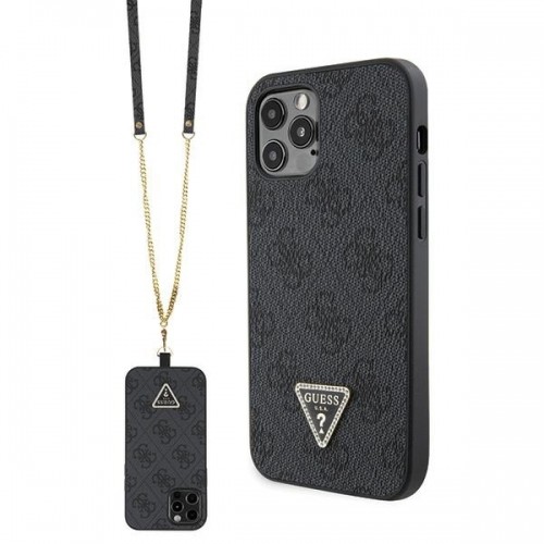 Guess GUHCP12MP4TDSCPK iPhone 12 | 12 Pro 6.1" czarny|black hardcase Crossbody 4G Metal Logo image 1