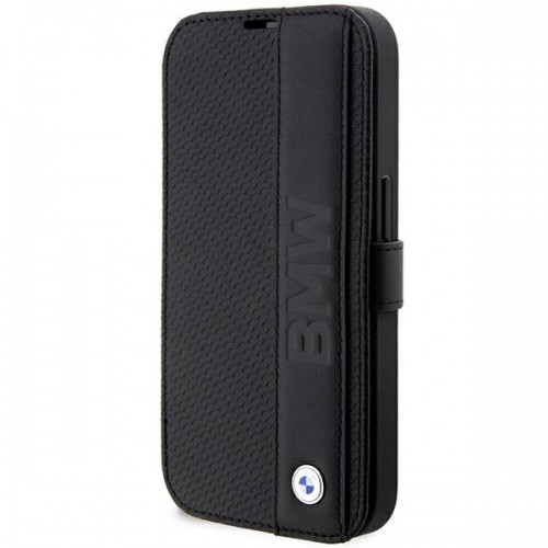 Etui BMW BMBKP14X22RDPK iPhone 14 Pro Max 6,7" czarny|black bookcase Leather Textured&Stripe image 1