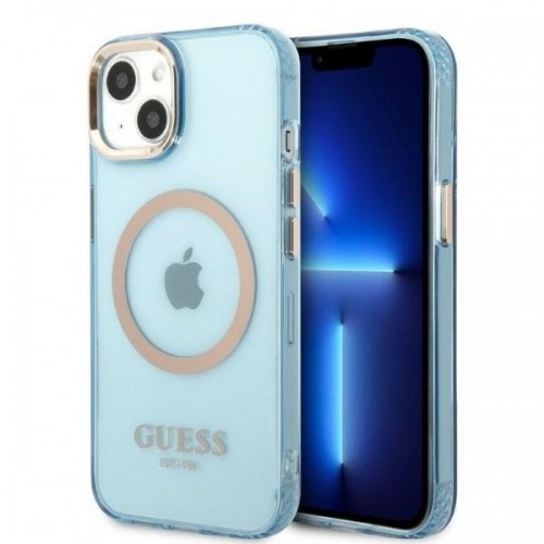 Guess GUHMP13MHTCMB iPhone 13 6,1" niebieski|blue hard case Gold Outline Translucent MagSafe image 1