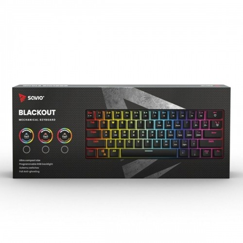 Keyboard Savio BLACKOUT Black Multicolour English QWERTY image 1