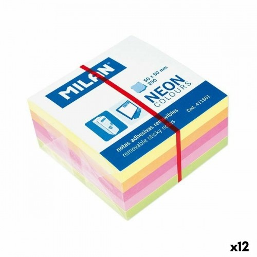 Стикеры для записей Milan Neon colours Разноцветный 50 x 50 mm (12 штук) image 1