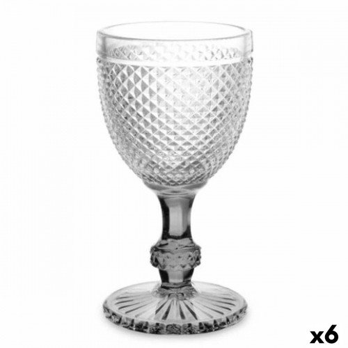 Wine glass Diamond Transparent Anthracite Glass 330 ml (6 Units) image 1