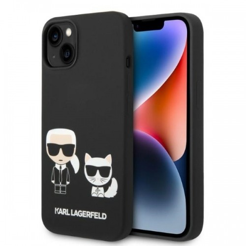 Karl Lagerfeld MagSafe Compatible Case Liquid Silicone Karl and Choupette for iPhone 14 Black image 1