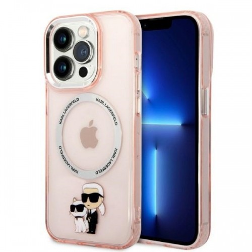 Karl Lagerfeld MagSafe Compatible Case IML Karl and Choupette NFT for iPhone 14 Pro Pink image 1