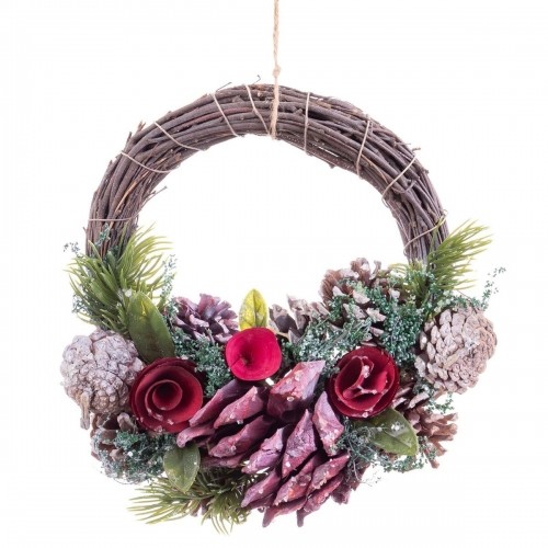 Advent wreathe Red Multicolour Rattan Plastic Foam Pineapples 24 x 22 x 8 cm image 1