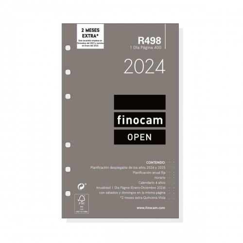 Agenda refill Finocam Open R498 2024 Balts 9,1 x 15,2 cm image 1