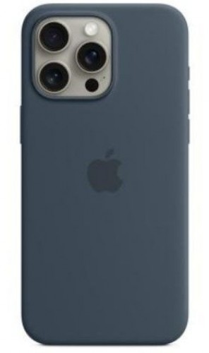 Apple  
       -  
       iPhone 15 Pro Max Silicone Case with MagSafe - Storm Blue image 1