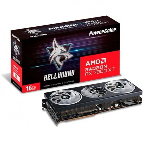 Powercolor RX 7800XT Hellhound 16GB Grafikkarte - 16GB GDDR6, 1x HDMI, 3x DP image 1