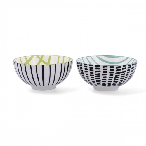 Set of bowls Bidasoa Zigzag Multicolour Ceramic 15 x 15 x 7,3 cm (2 Pieces) image 1