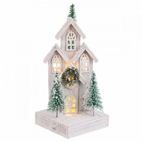 Bigbuy Christmas Ziemassvētku Nieciņš Balts Zaļš Koks Plastmasa Ciemats 16 x 16 x 38 cm image 1