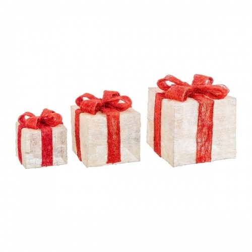 Christmas bauble White Red Metal Fibre Gift Box 25 x 25 x 31 cm (3 Units) image 1