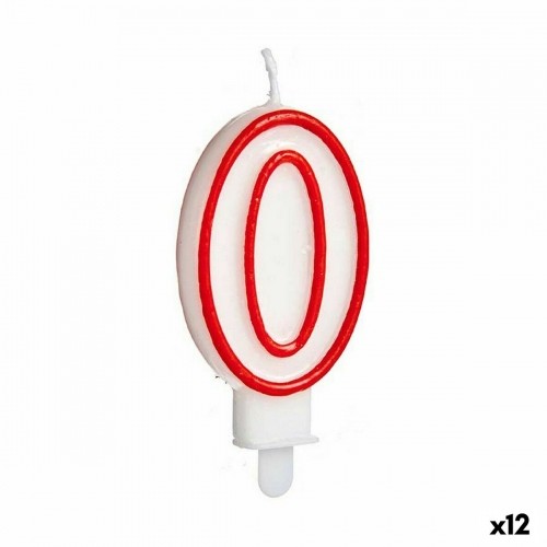 Candle Birthday White Red Number 0 (12 Units) image 1