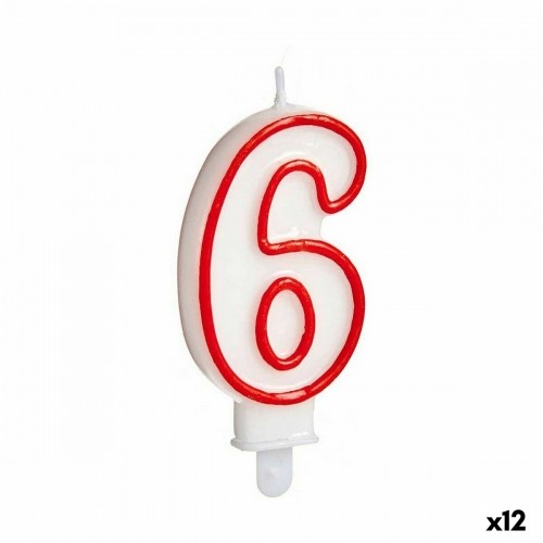 Bigbuy Home Вуаль День рождения Номера 6 Красный Белый (12 штук) image 1