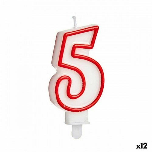 Bigbuy Party Вуаль День рождения Номера 5 Красный Белый (12 штук) image 1