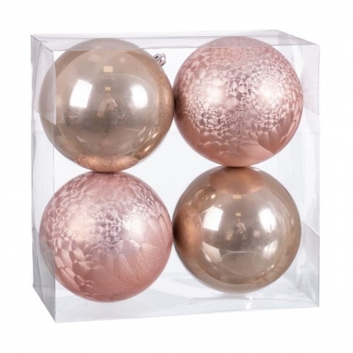 Christmas Baubles Beige Plastic 10 x 10 x 10 cm (4 Units) image 1