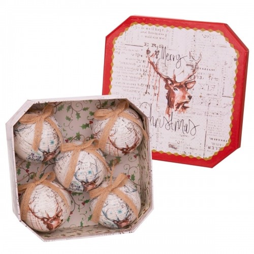 Christmas Baubles Multicolour Paper Polyfoam Deer 7,5 x 7,5 x 7,5 cm (5 Units) image 1