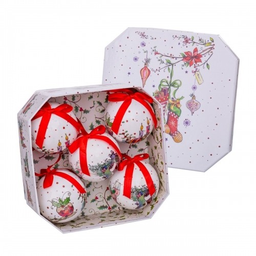 Bigbuy Christmas Eglītes rotājumi Balts Daudzkrāsains Papīrs Polyfoam Zeķes 7,5 x 7,5 x 7,5 cm (5 gb.) image 1