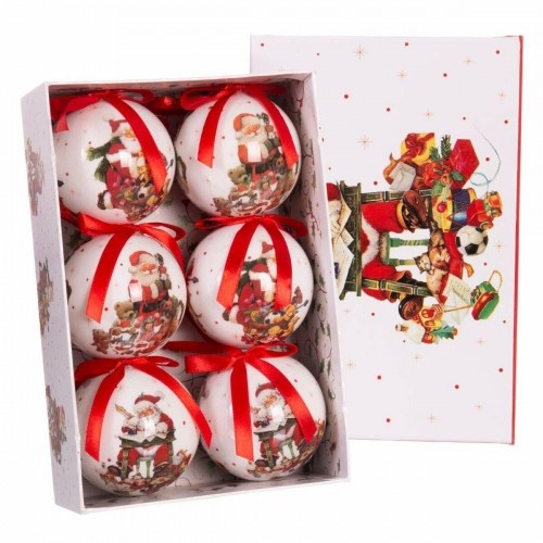 Bigbuy Christmas Ёлочные шарики Красный Разноцветный бумага Polyfoam 7,5 x 7,5 x 7,5 cm (6 штук) image 1