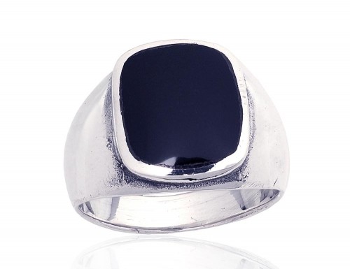 Серебряное кольцо #2101866(POx-Bk)_ON, Серебро 925°, оксид (покрытие), Оникс, Размер: 20, 10.8 гр. image 1
