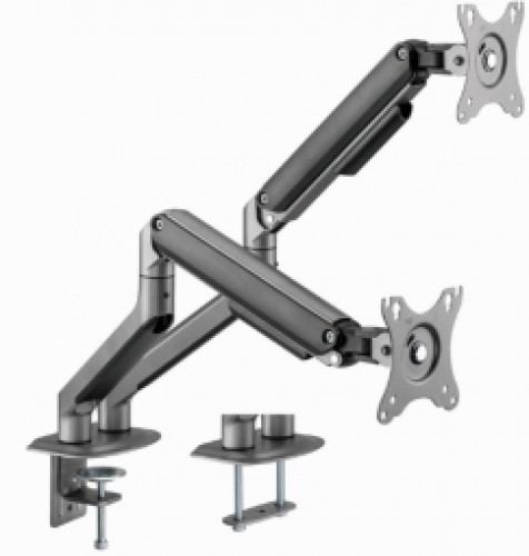 Monitora stiprinājums Gembird Desk Mounted Adjustable Monitor Double Arm Space Grey image 1