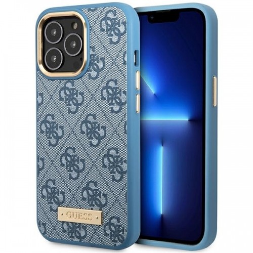 Guess GUHMP14XU4GPRB iPhone 14 Pro Max 6,7" niebieski|blue hard case 4G Logo Plate MagSafe image 1