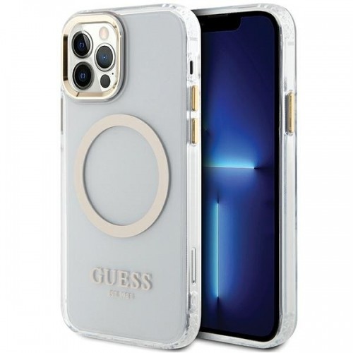 Guess GUHMP12MHTRMD iPhone 12|12 Pro 6.1" złoty|gold hardcase Metal Outline Magsafe image 1