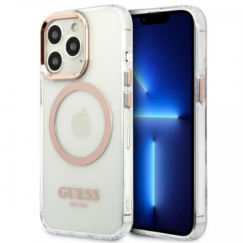 Guess GUHMP13XHTRMD iPhone 13 Pro Max 6,7" złoty|gold hard case Metal Outline Magsafe image 1