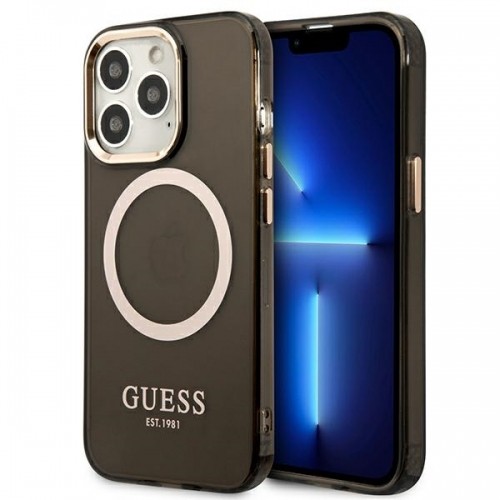 Guess Translucent MagSafe Compatible Case for iPhone 13 Pro Max Black image 1