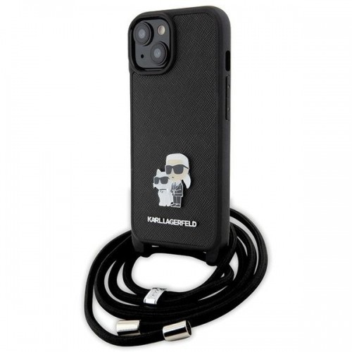 Karl Lagerfeld KLHCP15MSAKCPSK iPhone 15 Plus 6.7" hardcase czarny|black Crossbody Saffiano Metal Pin Karl & Choupette image 1