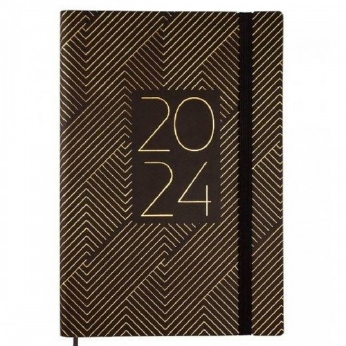 Diary Finocam Dynamic Casual Trendy 2024 Black Golden A5 14 x 20,4 cm image 1