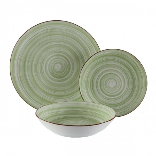 Tableware Versa Artesia 18 Pieces Green Porcelain image 1